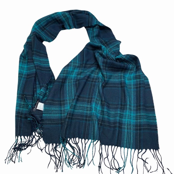 Banana Republic Plaid Scarf Wrap Shawl Fringe Cozy Soft Layering Punk Autumn - Picture 1 of 6